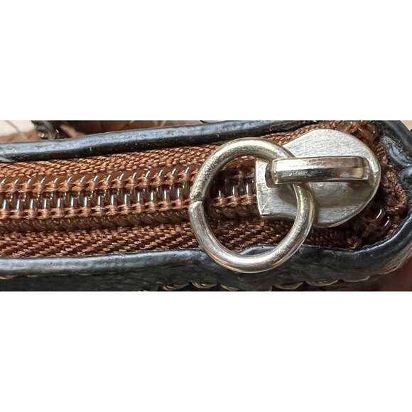 Relic Black & Brown Handbag With Leather Braided Handles Very Clean - Picture 4 of 6